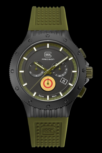 Glock Watch blk Titanium Case green silicon strap